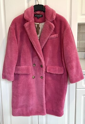 NWT J Crew Petite Medium dusty bloom pink sherpa blend relaxed topcoat BW158