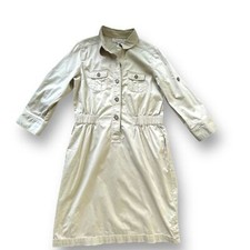 Loft Cream Twill Cargo Shirt Dress Women's Size Small Utility