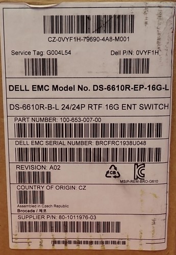 NEW Dell Brocade G610 DS-6610B 24x 32G SFP+ Act FC Switch EM-G610-24-16G-5 + Lic - Photo 10/10