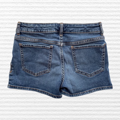 Gap Girls Shortie Shorts Medium Wash Blue Denim Adjustable Elastic Waist Size 12 - Picture 2 of 11