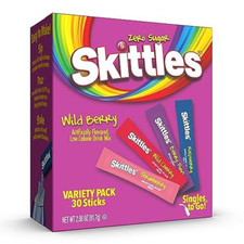 Skittles 30 Count Singles To Go Wild Berry Variety Pack, Powdered 30