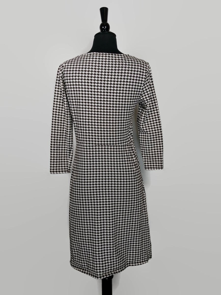 Lands End Long Sleeve Houndstooth Round Neck A-Line Dress Size XS | eBay