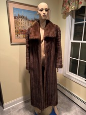 New Chloe Female 52" Real Chocolate Brown Mink Fur Swing Coat Size Large 14/16