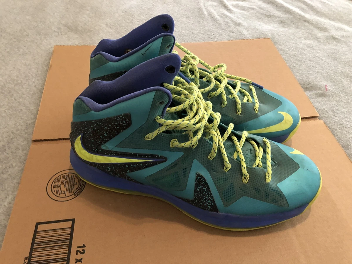 Nike Lebron 10 X Elite Miami Dade Turqoise Green Volt 579827 300 Mens Size 13