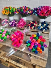 Mother's Day Bouquet 12-24 Everlasting Wooden Roses wrapped in Cello with Ribbon