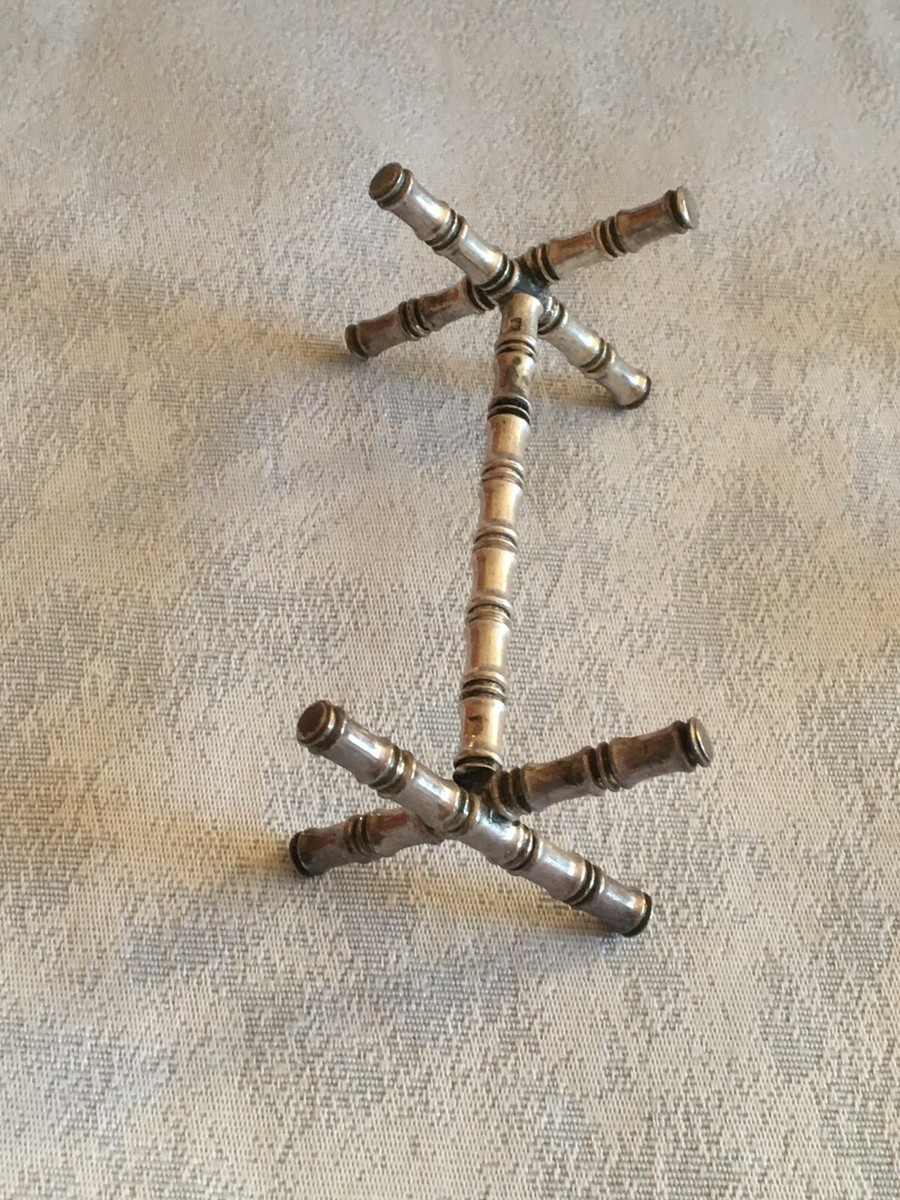 12 ANCIENS PORTE-COUTEAUX Metal Argente Decor Bambou EUR 36,00