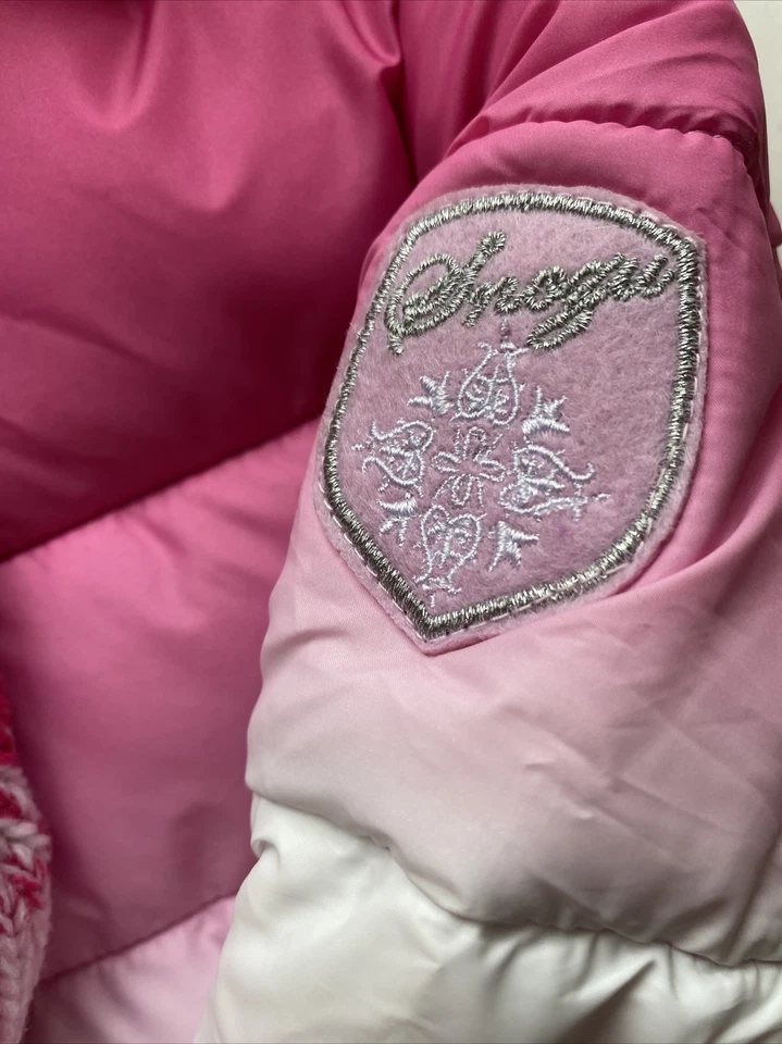 SNOZU 女孩连帽棉布,内里有舒适的苍蝇和匹配针织帽。 — 第 4/4 张图片