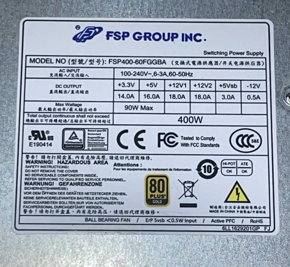 FSP Group FSP400-60FGGBA P/N: 9PA400BC05 80Plus Gold 400W Netzteil - Bild 3 von 4