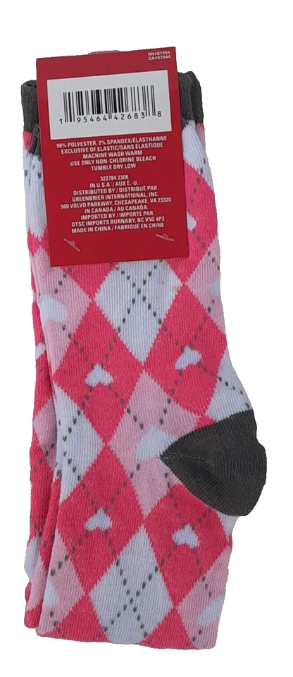 Женские носки колена розовый белый сердца размер 5-9 новый с ярлыками - Изображение 2 из 4