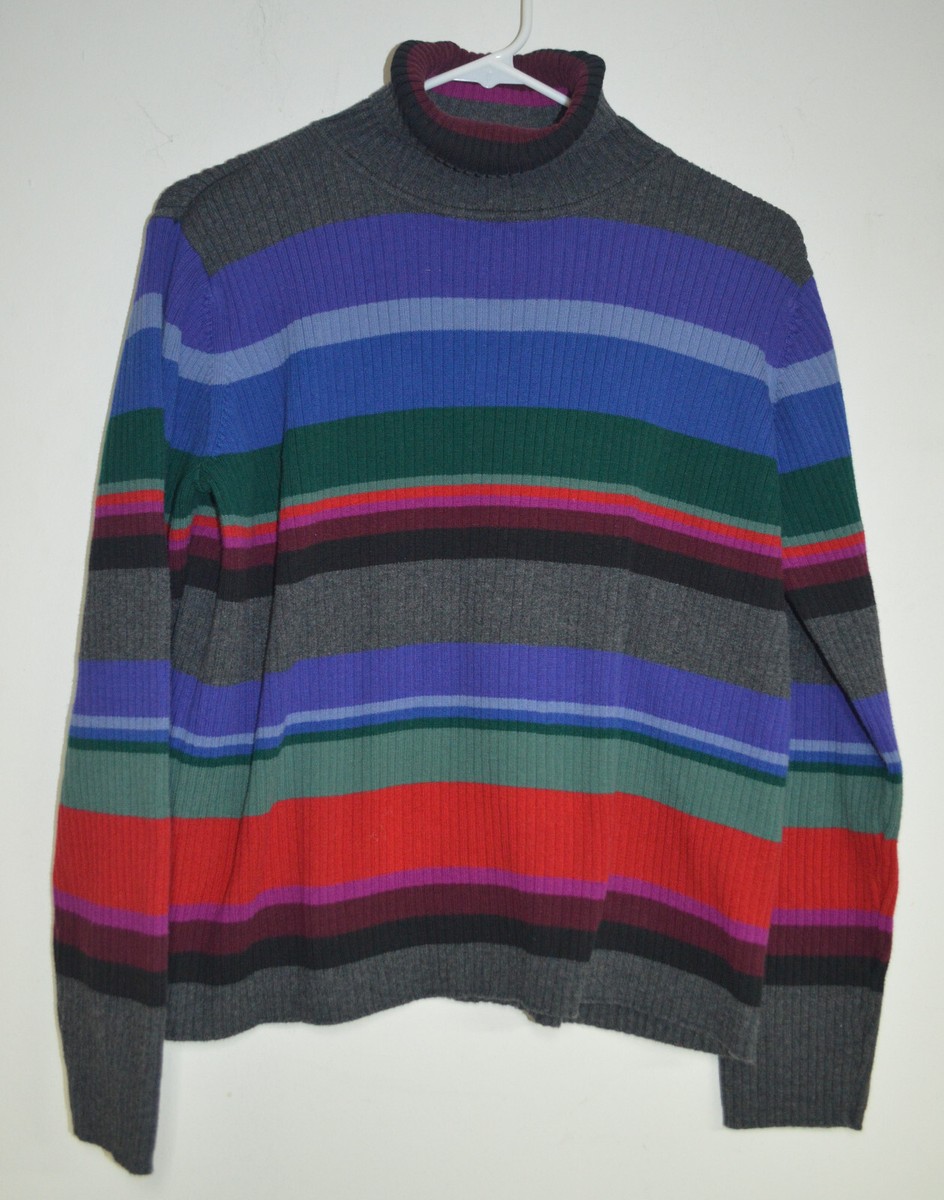 Crazy Horse Liz Claiborne Turtleneck Sweater Multicolored Large