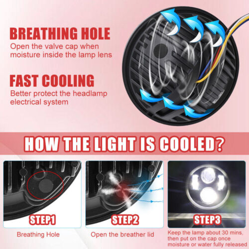 5.75" RGB Skull LED Headlight Halo DRL for Harley-Davidson Dyna Wide Glide FXDWG - Picture 7 of 9