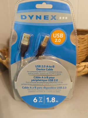 Dynex 6 ft Male A - B USB 2.0 Printer/Device Cable 