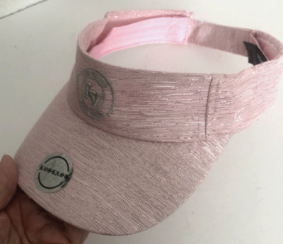 New Womens 1 SZ Pink Silver Embroidered LAS VEGAS VISOR CAP HAT Hook Loop Adj