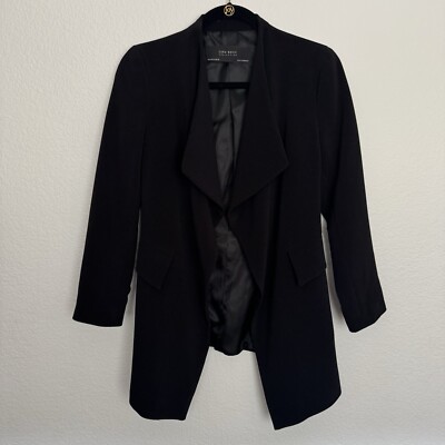 Zara Blazer Size Small Womens Black 3/4 Sleeve Business Formal Workwear ...