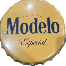 Modelo Especial Bottle Cap Metal Sign With Hook + 4 Pk Crew Socks. NWT