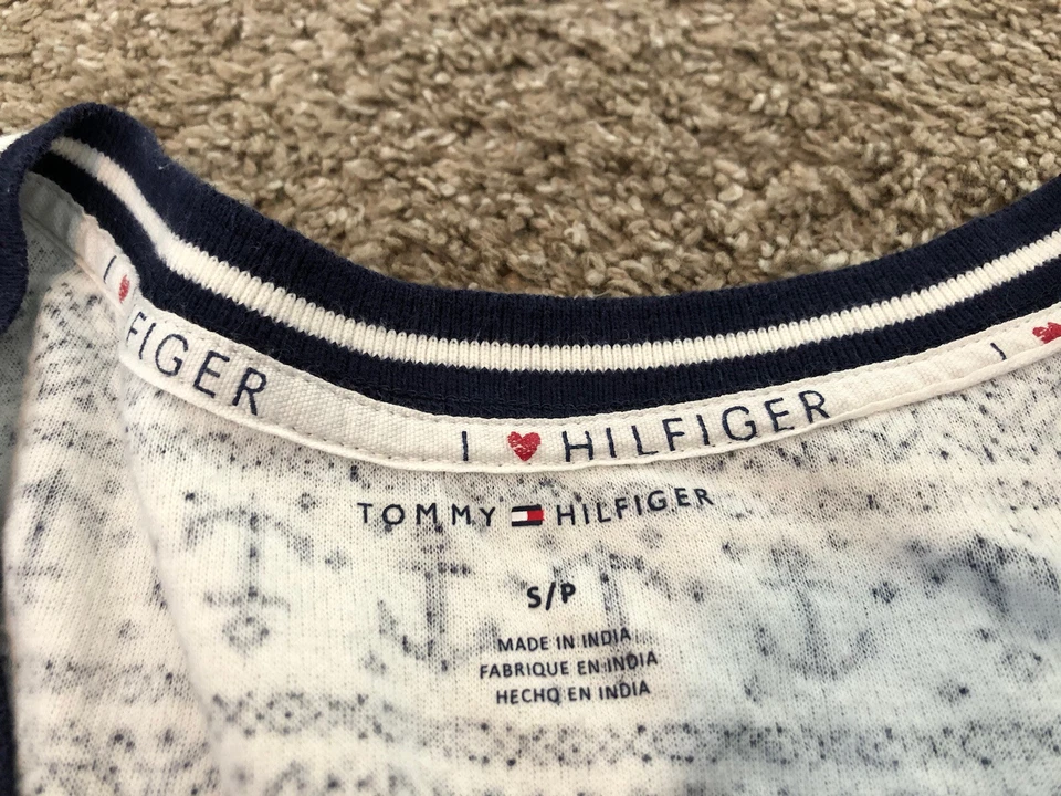Camisa Tommy Hilfiger Para Mujer Talla Pequeña Dormir Noche Estampado Ancla Larga (D2) Foto 3 de 4