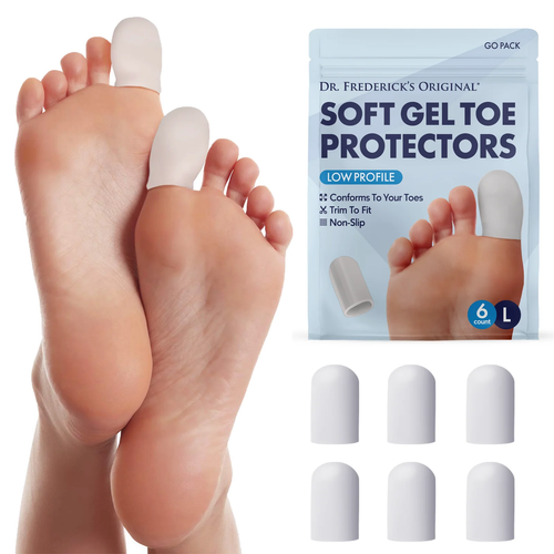 Soft Gel Toe Protectors for Men & Women - 6 Pieces - Toe Caps for Foot Pain Reli