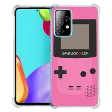(Pink GameBoy)ShockProof TPU phone case cover(Clear)for Samsung Galaxy A52 5G