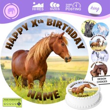 Horse Pony Cake Topper Circle Decoration Personalised Round Circle Edible Icing