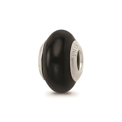 Reflection Beads Sterling Silver Antique Finish Black Glass Ball Bead