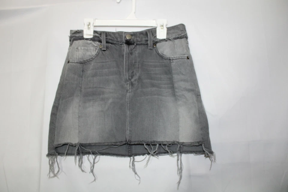 Minifalda vaquera gris montura de mezclilla nueva Le Mix talla 25 envejecida Foto 3 de 4