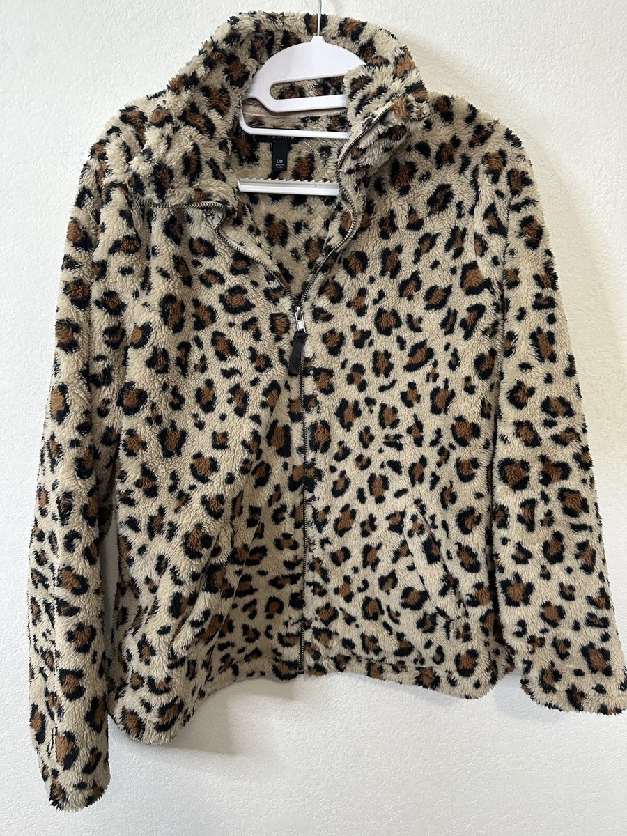 Torrid Animal Print Full Zip Fuzzy Sweater Size Med/Lrg (00)