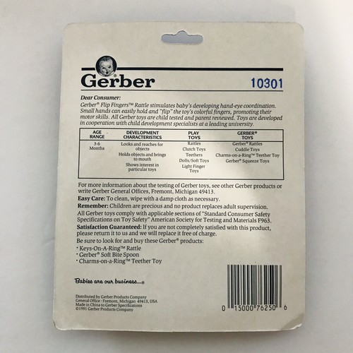 Vintage 1991 Gerber Baby Toy Playthings Flip Fingers Rattle 76250 3-15 Months - Picture 4 of 4