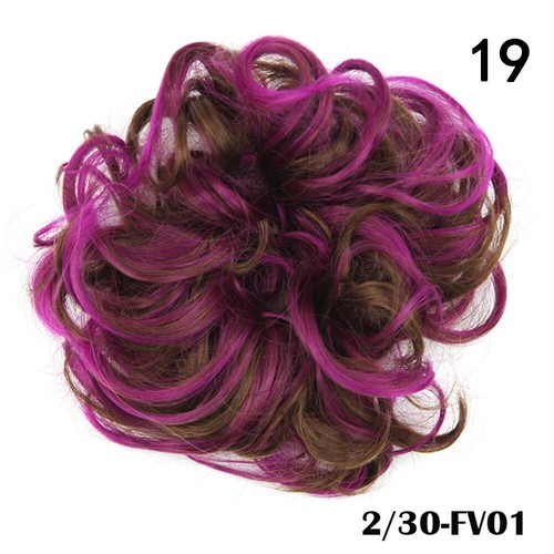 Human Hair Extensions Curly Messy Bun Hair Piece Scrunchie Cover Hair Real - Picture 29 of 46
