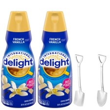 Int'l Delight French Vanilla Liquid Coffee Creamer 32 oz 2 PK w/ Shovel Spoons