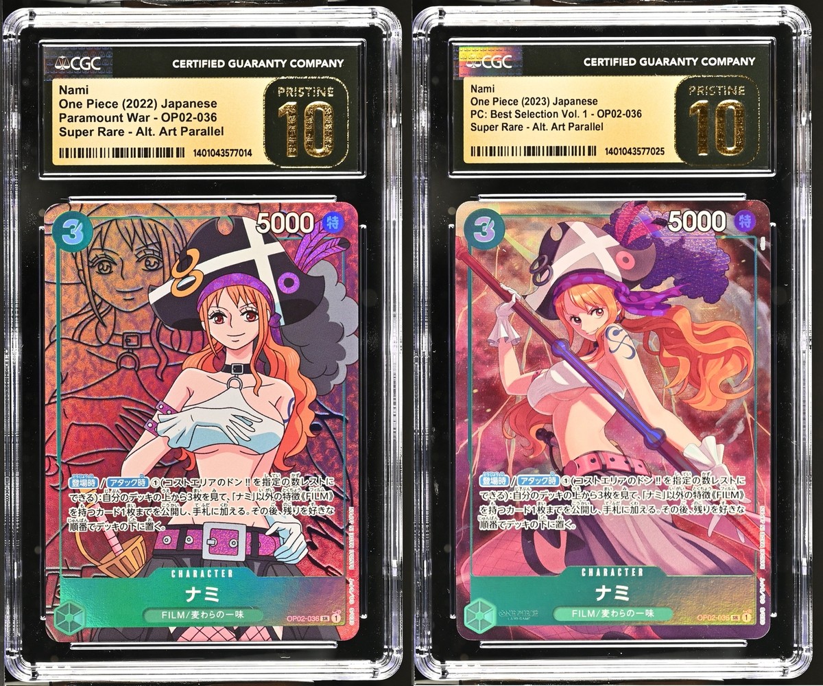 SET 2 CGC 10 PRISTINE Japanese One Piece 2022/23 Nami OP02-036 ALT