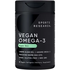 Highest Levels of Vegan Omega 3 DHA & EPA Softgel Fatty Acids (Carrageenan Free)