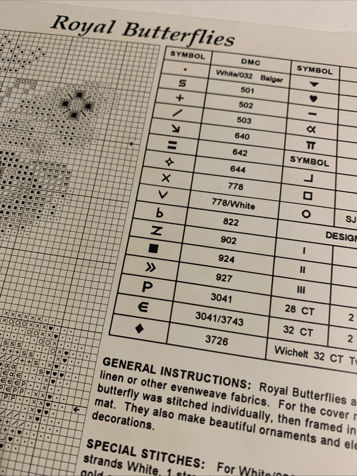 1993 Just Nan Royal Butterflies Vintage Cross Stitch Pattern JN019 - Image 3 of 3