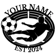 Personalized Soccer Football Player Metal Name sign Home Decor Decorative Art