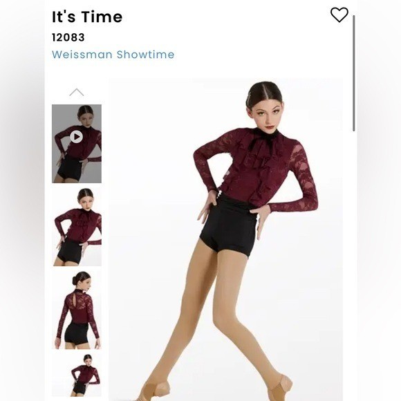 Weissman Lace Ruffle Biketard Burgundy Dance Costume New Size Adult XL