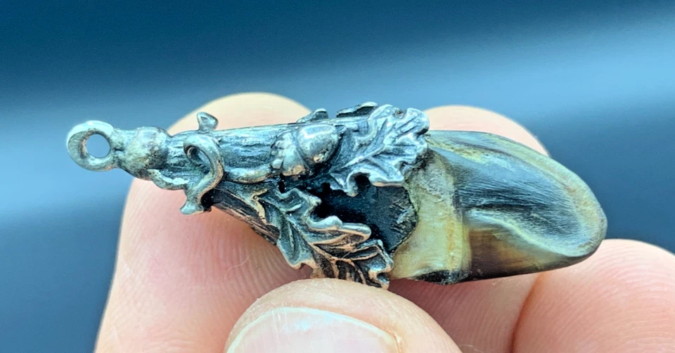 Victorian .835 Silver Watch Chain Fob Pendant Hunting Charivari Deer Hoof Claw - Image 3 of 4