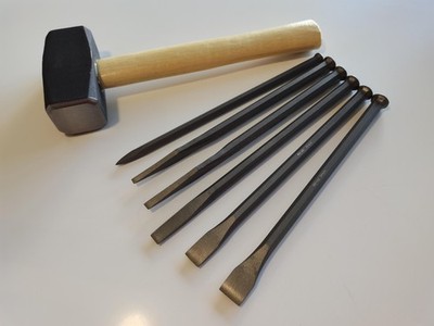 Feuerscharfer Steinmauerwerk Hammerkopf 6 Stück Spitze & flache Meißel & Schlägerhämmer