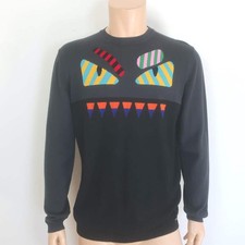 Fendi Monster Eyes Intarsia Knit Crewneck Sweater Black/Gray Size 48