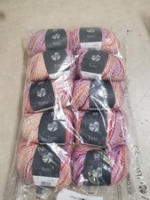 Lot of 10 Rolls - Lana Grossa Torto Yarn 124839 Pink, Purple, Orange, Red