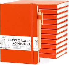 12 Pack Notebooks Journals Bulk with 12 Black Pens,  A5 Hardcover Notebook Class