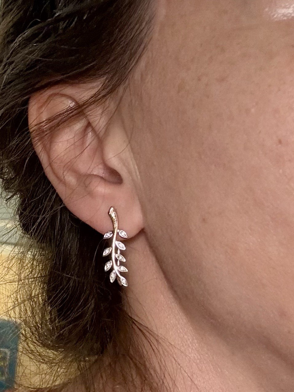 Two-tone gold ear cuffs with cubic zirconia, 585 fineness (≈14K gold) image 6