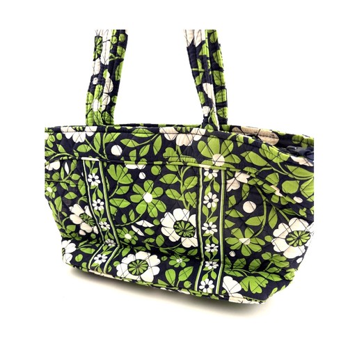 Vera Bradley Quilted Tote Bag Black Green Shoulder Mandy Lucky You - Picture 10 of 20