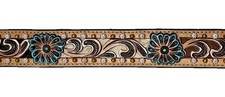 36" Western 1-1/2" Floral Turquoise Cowhide Filigree Brown Leather Belt 26FK93