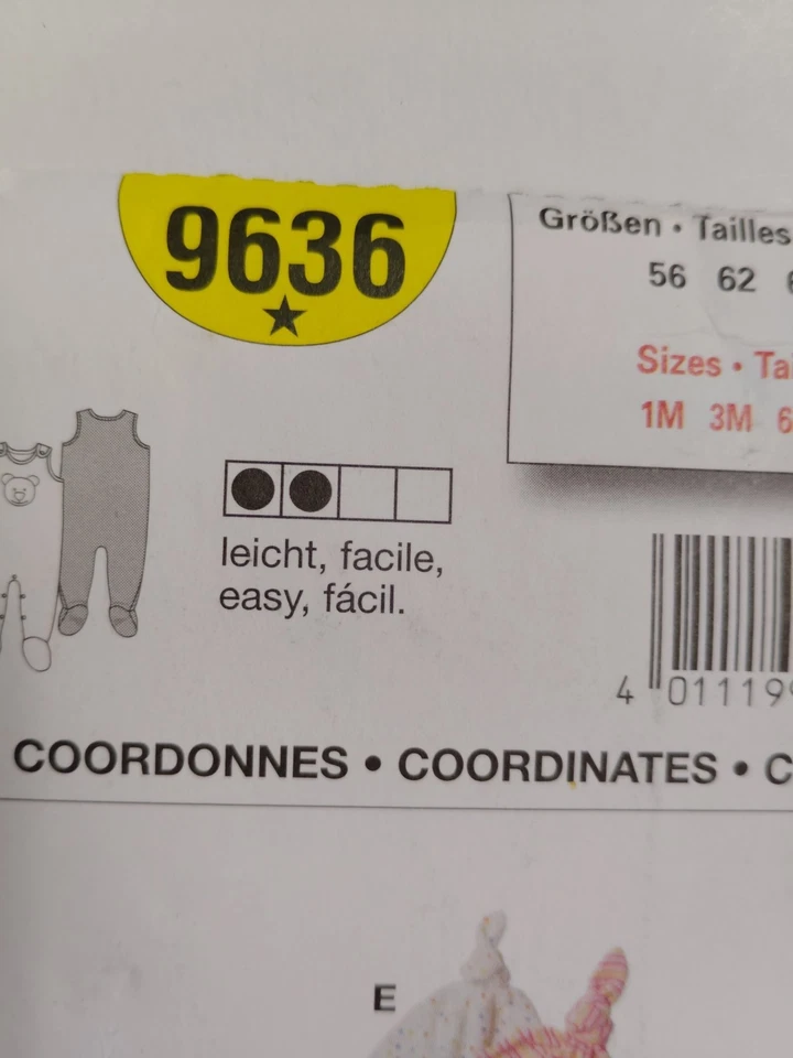 Jacket One Piece Hat Infants 1M 3M 6M 12M Burda 9636 Sewing Pattern UC Easy Baby - Image 2 of 4
