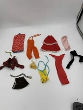 Mixed Lot of Unbranded Barbie Clothes, Hangers and Bags HOLES & MISSING HARDWARE