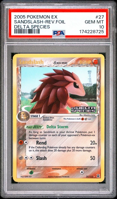 2005 POKEMON EX DELTA SPECIES #27 SANDSLASH-REVERSE FOIL PSA 10