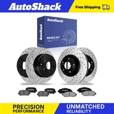 Front Rear Drilled Slotted Brake Rotors Ceramic Pads for Honda Pilot 3.5L