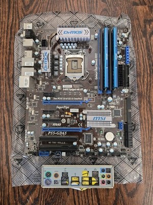 MSI P55A-GD65 MS-7585 ATX  LGA 1156 w/ 12GB DDR3 RAM + I/O SHIELD