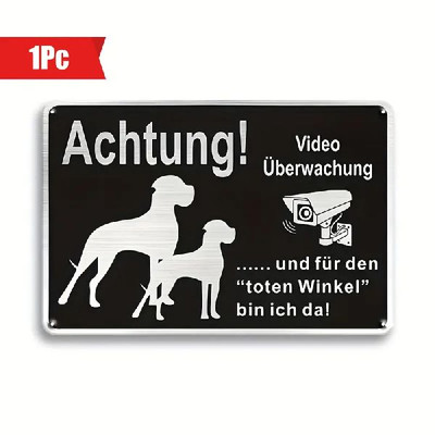 Blechschild Achtung Videoüberwachung Hund toter Winkel  30x20cm TELL1310