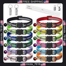 12 Pack Reflective-breakaway Cat Collars with Bells,safety Buckle Kitten