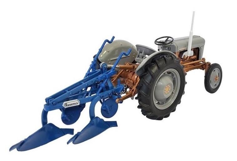 Ferguson FE-35 miniature de collection en métal injecté et sa charrue Ransomes TS59